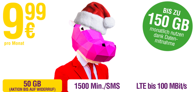 50 GB + 1500 Min./SMS + LTE bis 100 MBit/s